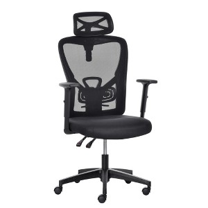 Vinsetto High Back Ergonomic Home Office Chair, Mesh Task Chair with Lumbar Back Support, Reclining Function, Adjustable Headrest, Arms, Black - 1 of 4