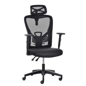 Vinsetto High Back Ergonomic Home Office Chair, Mesh Task Chair with Lumbar Back Support, Reclining Function, Adjustable Headrest, Arms, Black