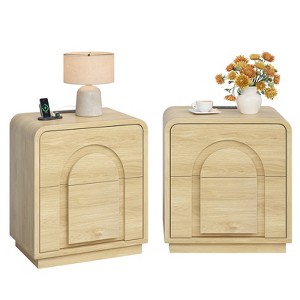 Bestier Nightstands set of 2 with Charging Station, Modern LED End Tables with 2 Drawers, 2 Bedside Tables with Storage for Bedroom & Living Room - 1 of 4