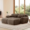 80.3 inch Light Khaki Plush Fabric Sectional Sofa with Throw Pillows and 2 Ottomans 32D High Density Sponge - 2 of 4