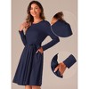 Allegra K Women's Long Sleeve A Line Ruffle Belted Business Casual Dress with Pockets - 2 of 4