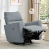Power Recliner Chair Swivel Glider Upholstered Faux Leather Nursery Rocker Reclining Sofa Chair with Charging Port, Curved Armrests & Padded Backrest - 3 of 4