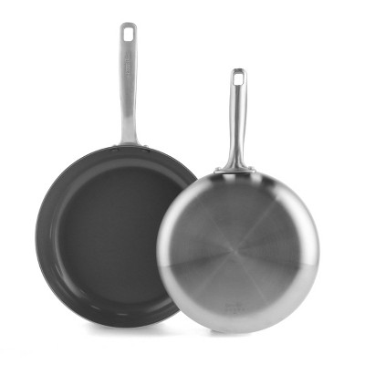 GreenPan Chatham 2pc (10" and 12") Tri-Ply Stainless Steel Healthy Ceramic Nonstick Fry Pan Set