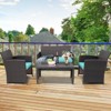 Tangkula 4PCS Outdoor Patio Furniture Sets Weather-Resistant Rattan Sofas w/ Soft Cushion Turquoise - 4 of 4