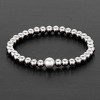 ELYA Women's Gray Crystal Pearl and Steel Bead Stretch Bracelet (6mm Wide) - 4 of 4