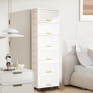 Flip Open Storage Box With Wheels, Movable Storage Cabinet, Kitchen Shelf, Movable Storage Island, Home Organization - 1 of 4