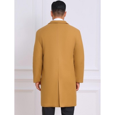 Мужские куртки INSPIRE CHIC Winter Quilted Overcoat for Men's Double Breasted Coat Solid Color Business Long Trench Coat Khaki Small — фото 3
