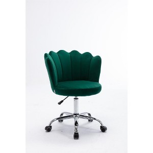 Velvet 360° Swivel Shell Chair With Metal Legs, Height Adjustable Computer Desk Chair for Living Room Office - 1 of 4