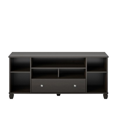 Espresso Engineered Wood TV Stand with Cabinet and Shelves