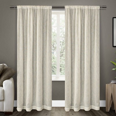 Set Of 2 Belgian Textured Linen Rod Pocket Sheer Window Curtain