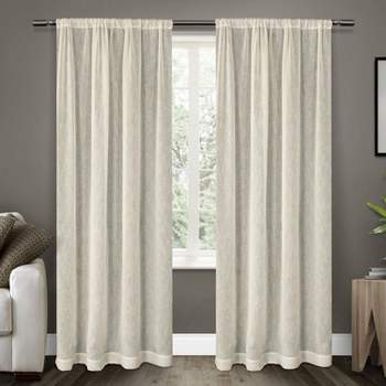 Set of 2 Belgian Textured Linen Rod Pocket Sheer Window Curtain Panels - Exclusive Home