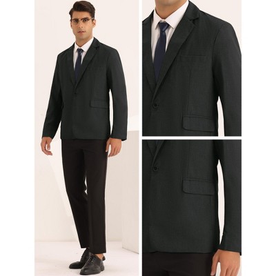 Lars Amadeus Men's Solid Color Prom Wedding Formal Suit Jacket Small Black — фото 5