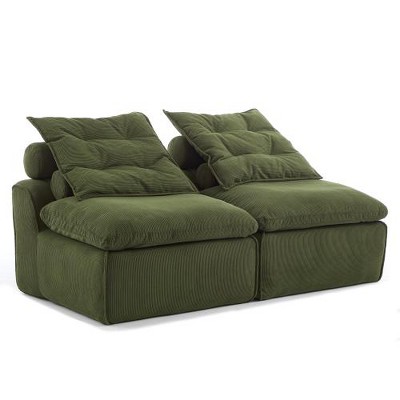 LIVAREEmlen Modular Sofa,Soft Corduroy Fabric,Neck Pillow-Back Lounge Sofa Chair,Reading Nook, or Apartment Living,2 Seats,Upholstered