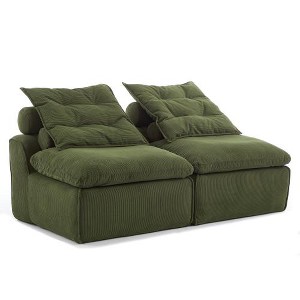 LIVAREEmlen Modular Sofa,Soft Corduroy Fabric,Neck Pillow-Back Lounge Sofa Chair,Reading Nook, or Apartment Living,2 Seats,Upholstered - 1 of 4