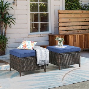 Gymojoy Outdoor Patio Footstool Ottomans with Cushion - 1 of 4