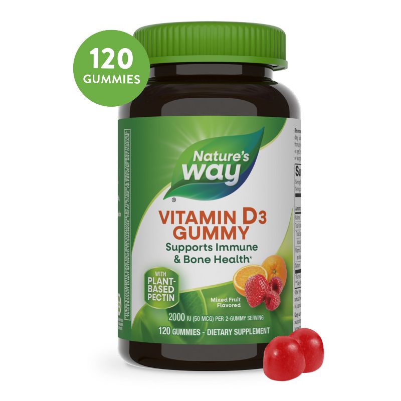 Nature&#39;s Way Vitamin D3 Gummies 2000 IU (50 mcg) - Mixed Fruit Flavored - 120ct, 4 of 11