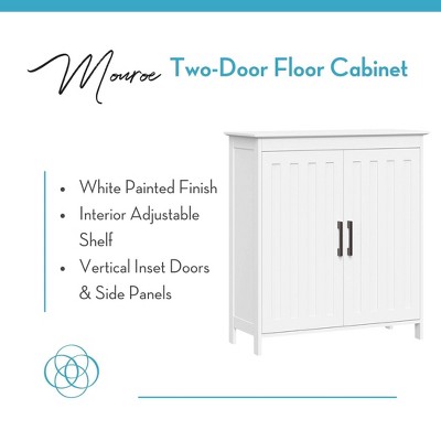 White MDF Storage Cabinet with Adjustable Shelves and Black Handles