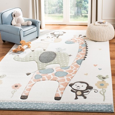 Ivory Animal Design Kids' Rectangular Rug, 4' x 6'
