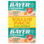Bayer Low Dose Aspirin 81mg Pain Reliever Chewable Tablets - Aspirin (NSAID) - Orange Flavor - 108ct