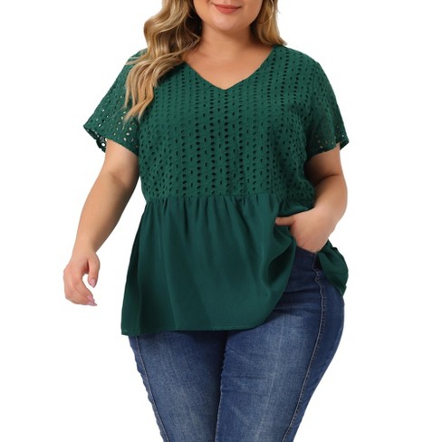 Agnes Orinda Women's Plus Size Keyhole Floral Chiffon Flared Sleeve Summer  Trendy Peasant Tops : Target