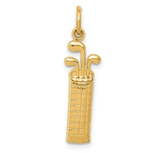 Black Bow Jewelry 14k Yellow Gold Satin & Diamond Cut Golf Bag Pendant, 7 x 27mm - 1 of 4