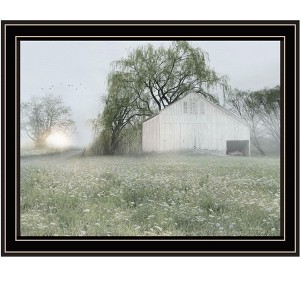 HomeRoots Green Country Morning Black Framed Print Wall Art - 1 of 4