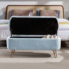 Faux Fur Upholstery Storage Ottoman with Metal Legs, Storage Bench with Hidden Compartment for Entryway or  Living Room-Baofuwish - 2 of 4