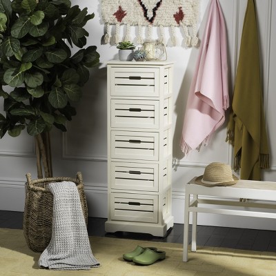 Coastal White Pine 5-Drawer Lingerie Chest with Slatted Crates