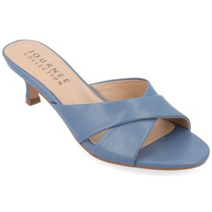 Journee Collection Womens Berkly Kitten Heel Slip On Open Toe Pumps - 1 of 4