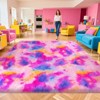 Rainbow Tie-Dyed Shag Rug, Ultra Soft 1.7" Thick, Non-Slip Backing, 100% Polyester, Multi Sizes & Shapes - 3 of 4