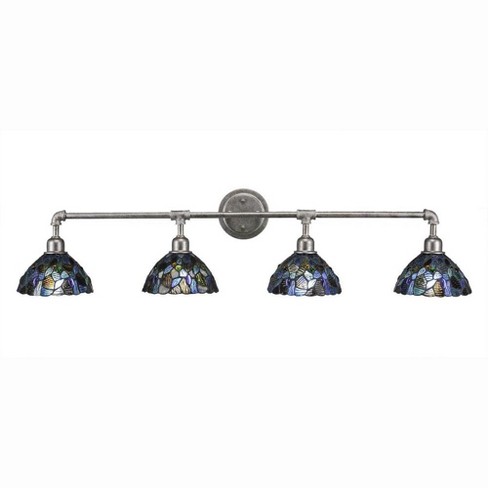 Toltec Lighting Vintage 4 - Light Vanity In Aged Silver With 7