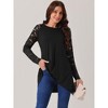 Seta T Women's Lace Sleeve High Low Hem Crewneck Blouse - 3 of 4