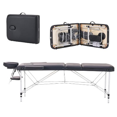 YOUNIKE Adjustable Massage Bed Professional Aluminum Alloy 3 Folding Lash Table with Armrests Portable Facial Spa Tattoo Bed