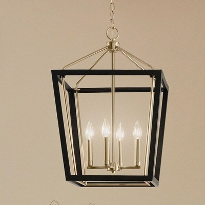 Delvin 4-Light Champagne Bronze and Black Pendant with Clear Glass