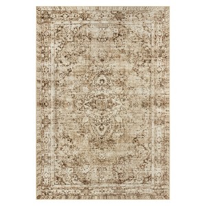 5*7ft Washed Back Low Pile Area Rug for Living Room, Washable Rugs for Bedroom, Hallway Runner, Large Non-Slip Carpet for Kitchen Dining Room (Beige) - 1 of 4