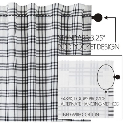 Sawyer Mill Black Plaid Cotton Light-Filtering Window Panels, 84x40, Set of 2