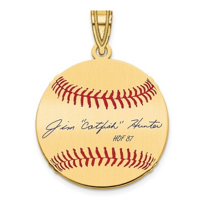 Black Bow Jewelry 14K Gold Plated Catfish Hunter Signature SM Enamel Baseball Pendant