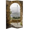 6" Double Sided European Village Canvas Room Divider Green - Oriental Furniture: No Assembly, Spruce Wood Frame - 3 of 4
