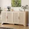 Natural Rattan 4-Door Sideboard Buffet Cabinet, Entryway Console Table, Coffee Bar, and Storage Buffet for Dining Room, Kitchen, and Living Room - 3 of 4
