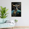 Gulches Executive Blue Buffalo Canvas Wall Art, Dapper Animal Portrait, Modern British Humor, Gallery Wrapped - 4 of 4