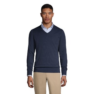 Lands' End School Uniform Men's Cotton Modal Fine Gauge V-neck Sweater - 1 of 3