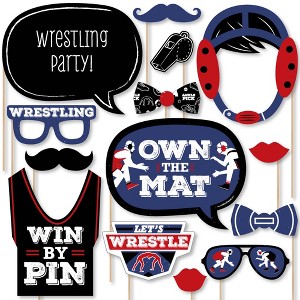 Big Dot of Happiness Own the Mat - Wrestling - Birthday Party or Wrestler Party Photo Booth Props Kit - 20 Count - 1 of 4