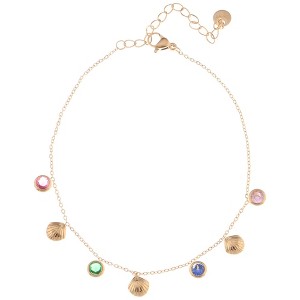 Anna-Kaci Gold Tone Shell and Crystal Charm Anklet with Adjustable Chain - Gold - 1 of 4