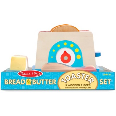 Buy Melissa Doug Bread And Butter Toaster Set 9pc Wooden Play Food And Kitchen Accessories Online In Poland