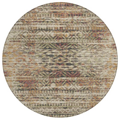 Beige And Fern Green Moroccan Washable Indoor Outdoor Area Rug