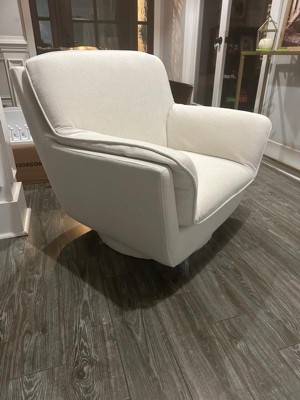 Renard 32 W Swivel Barrel Chair Mercury Row Body Fabric: Beige Performance Microfiber