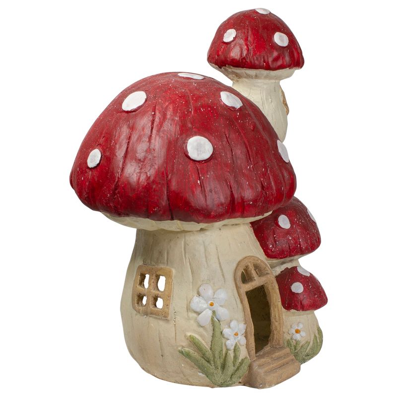 Northlight 18" Red and Beige Mushroom House Outdoor Garden Statue, 3 of 6