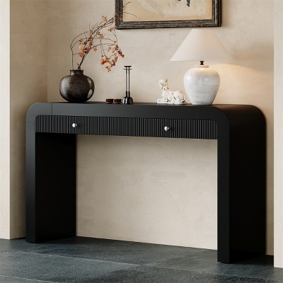 ELJGET 54" Soild Wood Console Table with Drawers, Rustic Entryway Table, Sturdy Sofa Table for Hallway & Living Room
