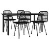 vidaXL Garden Dining Set Black Steel, Polyethylene, Tempered Glass Medium - Black 63" Table Length 4 Items - 3 of 4