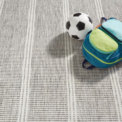 Gray Stripe Rectangular 4' x 6' Synthetic Washable Rug